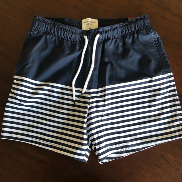 Abercrombie & Fitch Other - Abercrombie 5” Navy White Stripe Swim Shorts
